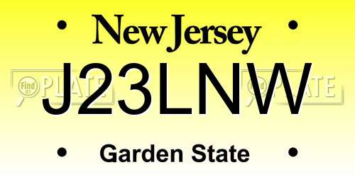 J23LNW New Jersey License Plate
