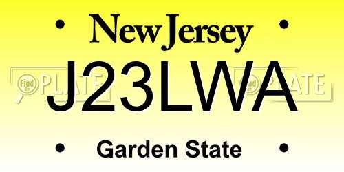J23LWA New Jersey License Plate
