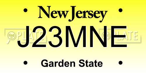 J23MNE New Jersey License Plate