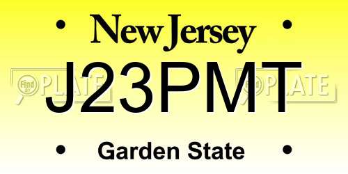 J23PMT New Jersey License Plate