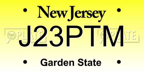 J23PTM New Jersey License Plate