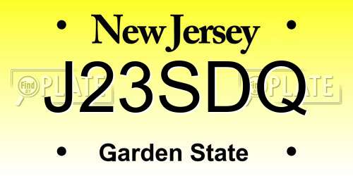 J23SDQ New Jersey License Plate