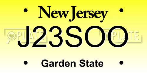 J23SOO New Jersey License Plate