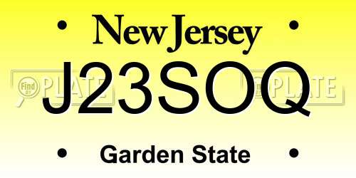 J23SOQ New Jersey License Plate
