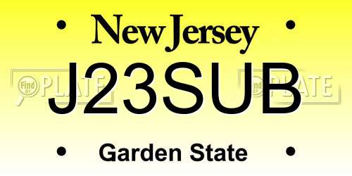 J23SUB New Jersey License Plate