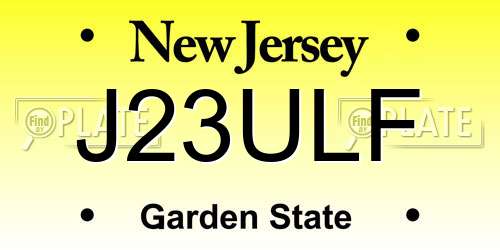 J23ULF New Jersey License Plate