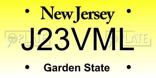 J23VML New Jersey License Plate