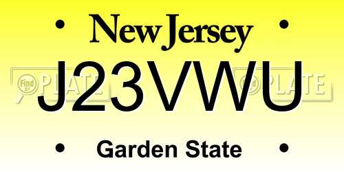 J23VWU New Jersey License Plate