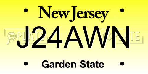 J24AWN New Jersey License Plate