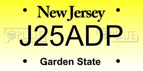J25ADP New Jersey License Plate