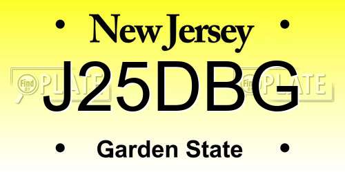 J25DBG New Jersey License Plate