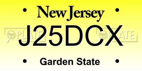 J25DCX New Jersey License Plate