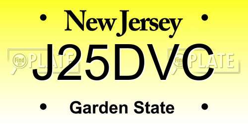 J25DVC New Jersey License Plate