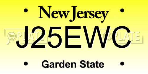 J25EWC New Jersey License Plate