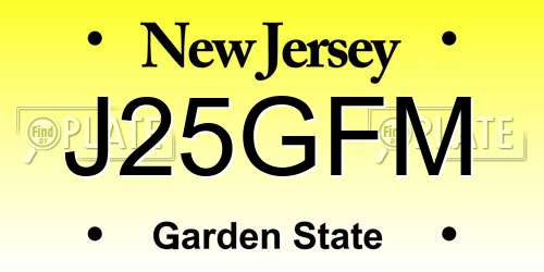 J25GFM New Jersey License Plate