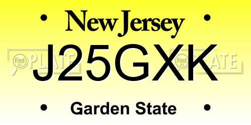 J25GXK New Jersey License Plate