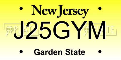 J25GYM New Jersey License Plate