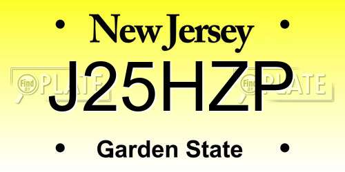 J25HZP New Jersey License Plate