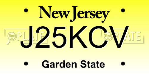 J25KCV New Jersey License Plate