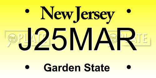 J25MAR New Jersey License Plate