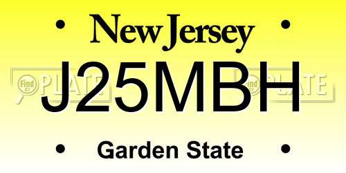 J25MBH New Jersey License Plate