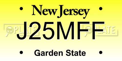 J25MFF New Jersey License Plate