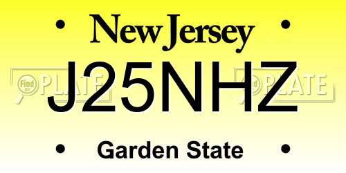 J25NHZ New Jersey License Plate