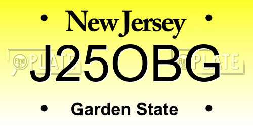 J25OBG New Jersey License Plate