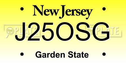 J25OSG New Jersey License Plate