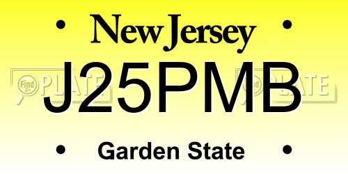 J25PMB New Jersey License Plate