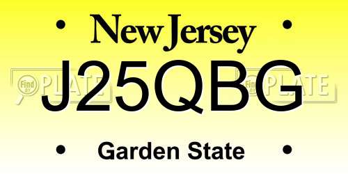 J25QBG New Jersey License Plate