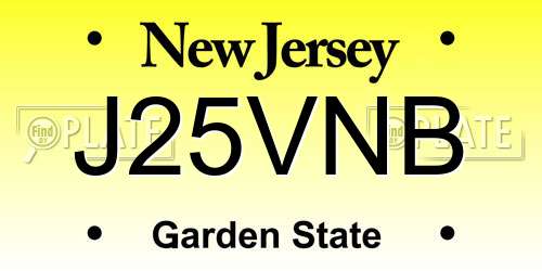 J25VNB New Jersey License Plate