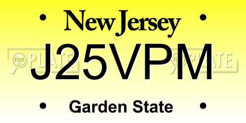 J25VPM New Jersey License Plate