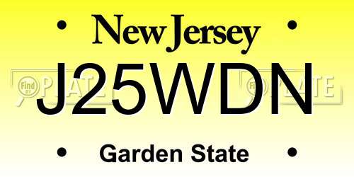 J25WDN New Jersey License Plate