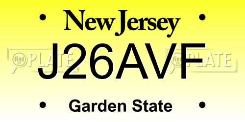 J26AVF New Jersey License Plate