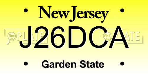 J26DCA New Jersey License Plate