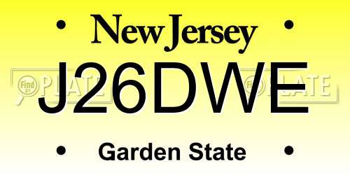 J26DWE New Jersey License Plate
