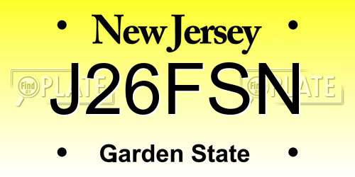 J26FSN New Jersey License Plate