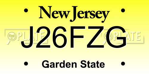 J26FZG New Jersey License Plate