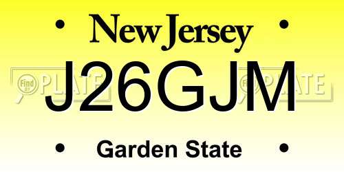 J26GJM New Jersey License Plate