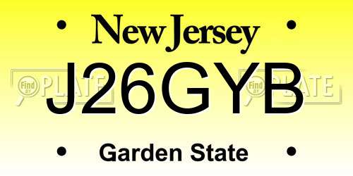 J26GYB New Jersey License Plate