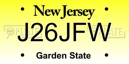 J26JFW New Jersey License Plate