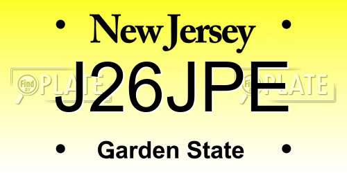J26JPE New Jersey License Plate