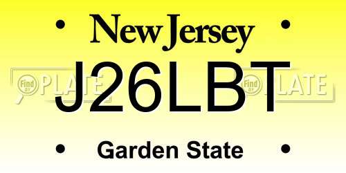 J26LBT New Jersey License Plate