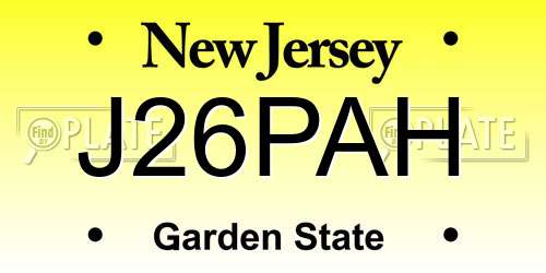 J26PAH New Jersey License Plate