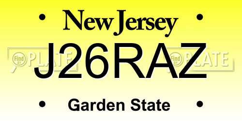 J26RAZ New Jersey License Plate