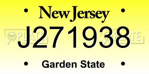 J271938 New Jersey License Plate