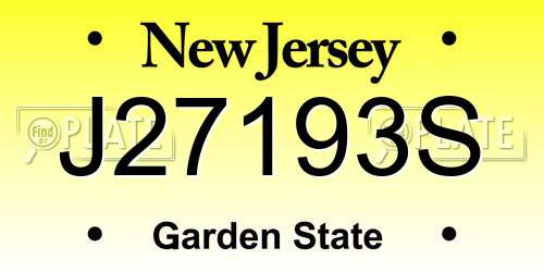 J27193S New Jersey License Plate