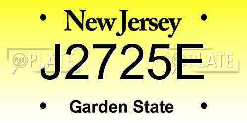 J2725E New Jersey License Plate