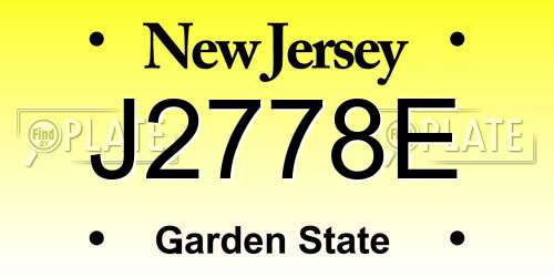 J2778E New Jersey License Plate